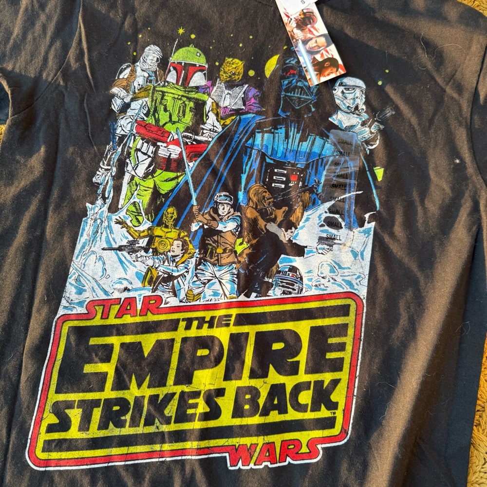 VINTAGE STYLE STAR WARS THE EMPIRE STRIKES BACK T-Shirt S NEW BOBA FETT VADER